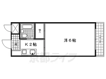 京阪電気鉄道宇治線 観月橋駅 徒歩7分 3階建 築39年(1K/3階)の間取り写真
