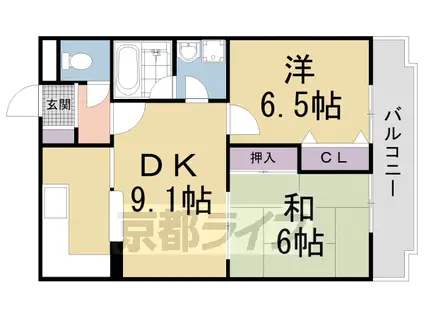 京阪電気鉄道宇治線 桃山南口駅 徒歩2分 4階建 築31年(2LDK/4階)の間取り写真