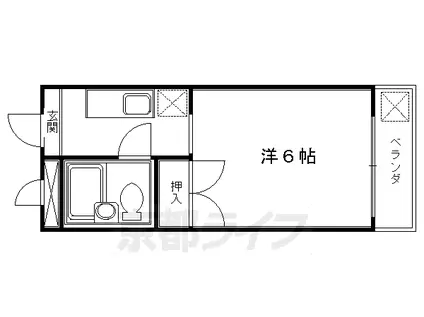 京都市烏丸線 くいな橋駅 徒歩9分 4階建 築44年(1K/4階)の間取り写真
