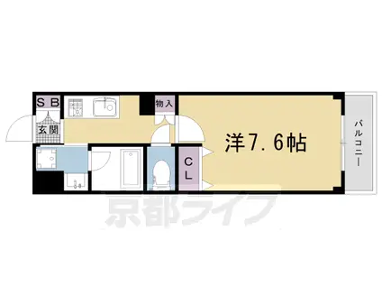 京福北野線 北野白梅町駅 徒歩3分 5階建 築2年(1K/5階)の間取り写真