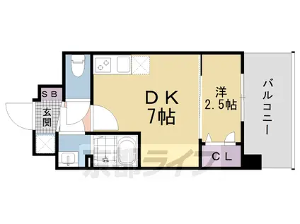 京都市烏丸線 十条駅(京都市営) 徒歩6分 8階建 築1年(1DK/1階)の間取り写真