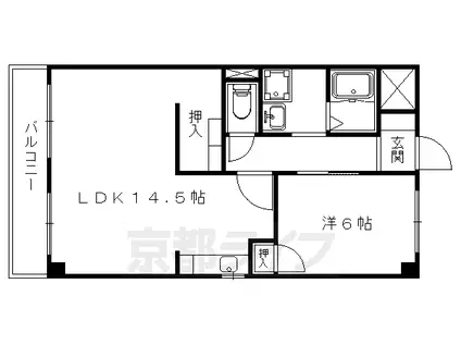 京阪電気鉄道京阪線 伏見桃山駅 徒歩25分 4階建 築36年(1LDK/2階)の間取り写真