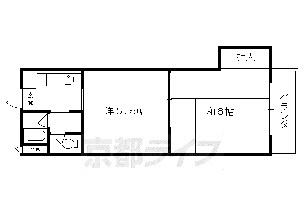 アーバンヒル桃山(2K/1階)の間取り写真
