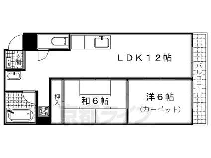 近鉄京都線 向島駅 徒歩7分 6階建 築48年(2LDK/3階)の間取り写真