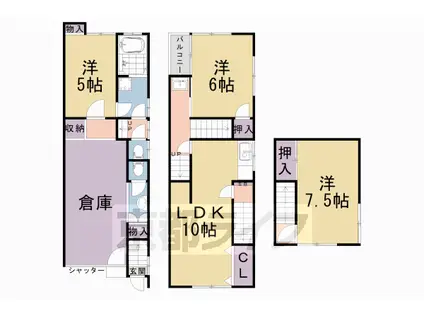 京都市東西線 椥辻駅 徒歩11分 3階建 築37年(3LDK)の間取り写真