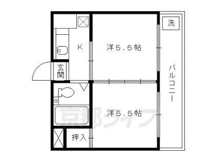 京阪電気鉄道京阪線 墨染駅 徒歩2分 3階建 築40年(2K/1階)の間取り写真