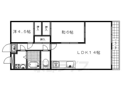 京阪電気鉄道宇治線 観月橋駅 徒歩5分 5階建 築35年(2LDK/4階)の間取り写真