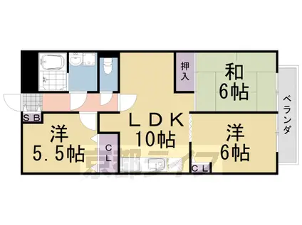 阪急電鉄京都線 桂駅 徒歩30分 6階建 築32年(3LDK/1階)の間取り写真