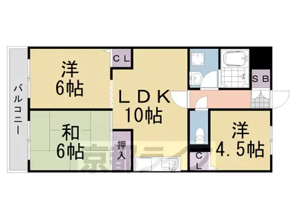 阪急電鉄京都線 桂駅 徒歩30分 6階建 築32年(3LDK/4階)の間取り写真