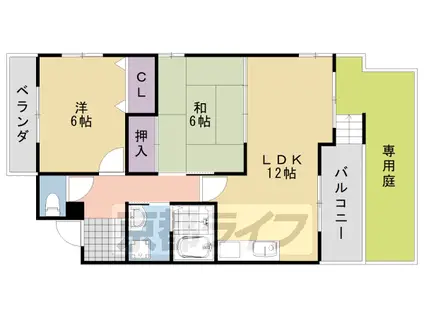 阪急電鉄京都線 桂駅 徒歩15分 4階建 築31年(2LDK/1階)の間取り写真