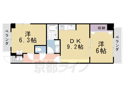 第10長栄アビタシオン清水(2DK/1階)の間取り写真