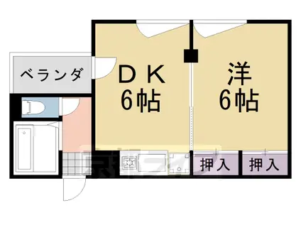 阪急電鉄嵐山線 上桂駅 徒歩10分 7階建 築32年(1DK/4階)の間取り写真