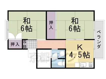 阪急電鉄京都線 桂駅 徒歩14分 3階建 築40年(2DK/2階)の間取り写真
