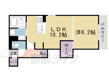 阪急電鉄京都線 西京極駅 徒歩15分 3階建 築1年(1LDK/2階)の間取り写真