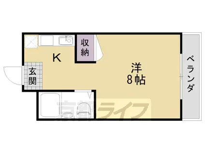 阪急電鉄京都線 桂駅 徒歩1分 4階建 築37年(1K/3階)の間取り写真