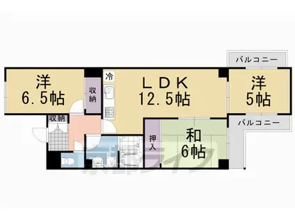 阪急電鉄京都線 洛西口駅 徒歩29分 5階建 築33年(3LDK/3階)の間取り写真