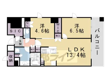パークホームズ四条河原町(2LDK/6階)の間取り写真