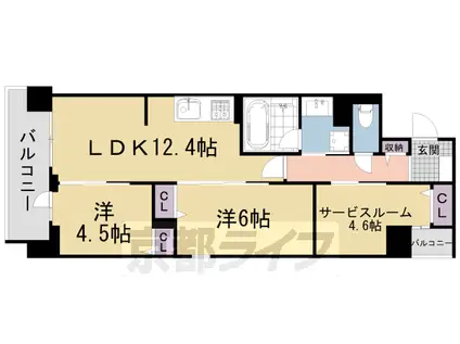叡山電鉄 茶山・京都芸術大学駅 徒歩8分 4階建 築1年(2SLDK/3階)の間取り写真