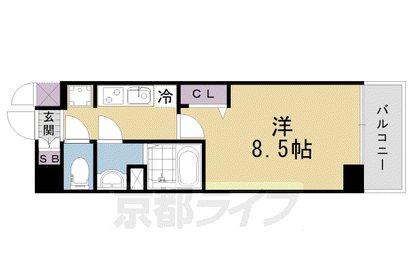 京阪電気鉄道京阪線 藤森駅 徒歩6分 7階建 築2年(1K/6階)の間取り写真