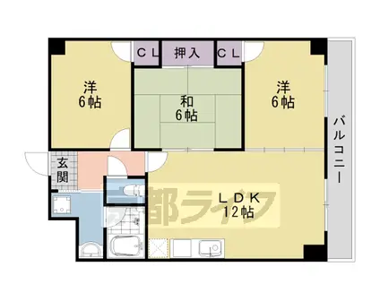 阪急電鉄嵐山線 上桂駅 徒歩8分 4階建 築32年(3LDK/1階)の間取り写真