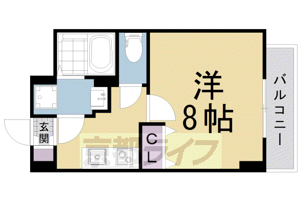 京都市東西線 二条城前駅 徒歩15分 5階建 築2年(1K/5階)の間取り写真
