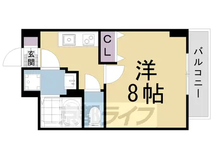 京都市東西線 二条城前駅 徒歩15分 5階建 築2年(1K/5階)の間取り写真