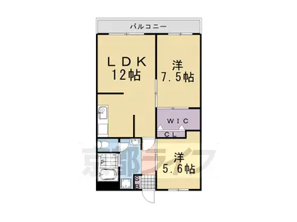 阪急電鉄嵐山線 松尾大社駅 徒歩4分 4階建 築45年(2LDK/4階)の間取り写真
