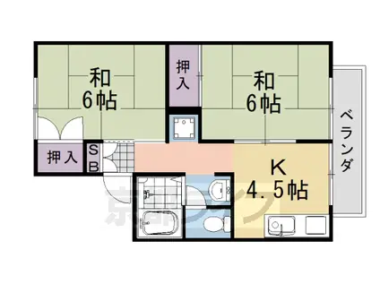 CASADE池尻B棟(2DK/1階)の間取り写真