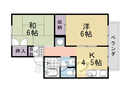 CASADE池尻B棟(2DK/1階)の間取り写真