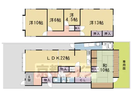 山陰本線 太秦駅(ＪＲ) 徒歩15分 2階建 築50年(5LDK)の間取り写真