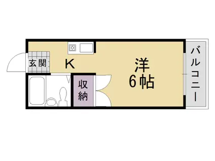 阪急電鉄京都線 桂駅 徒歩18分 3階建 築41年(1K/3階)の間取り写真