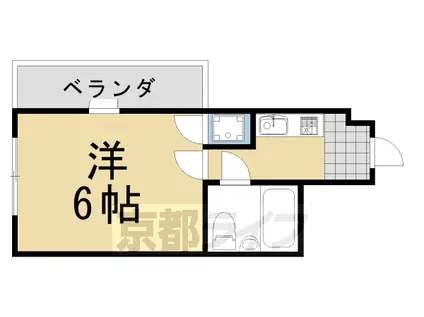 阪急電鉄京都線 桂駅 徒歩5分 2階建 築37年(1K/1階)の間取り写真