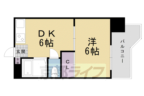 阪急電鉄京都線 桂駅 徒歩10分 4階建 築38年(1DK/4階)の間取り写真