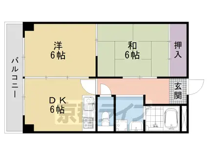 阪急電鉄嵐山線 松尾大社駅 徒歩3分 3階建 築32年(2DK/2階)の間取り写真