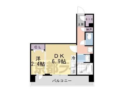 阪急電鉄京都線 西京極駅 徒歩11分 7階建 築2年(1DK/4階)の間取り写真