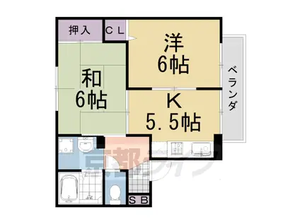 コーポ比恵(2DK/2階)の間取り写真