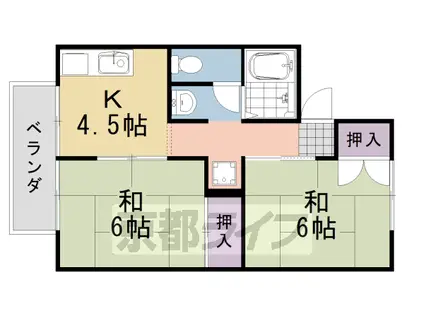 阪急電鉄京都線 洛西口駅 徒歩48分 2階建 築37年(2DK/2階)の間取り写真