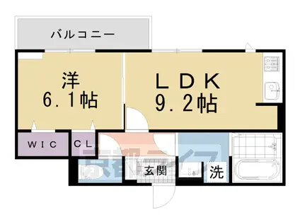 京都市烏丸線 北大路駅 徒歩24分 3階建 築1年(1LDK/2階)の間取り写真
