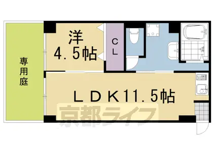 リノスティ京都沓掛(1LDK/1階)の間取り写真