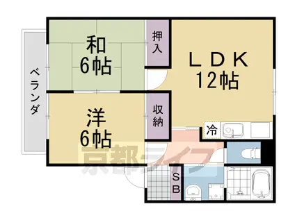 阪急電鉄京都線 桂駅 徒歩8分 2階建 築32年(2LDK/2階)の間取り写真