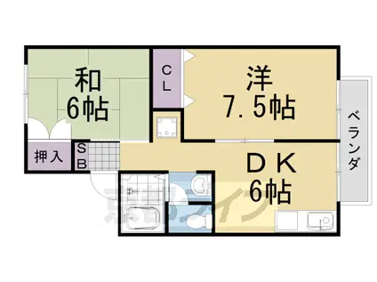 サンビエール桂坂(2DK/1階)の間取り写真