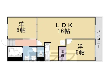 阪急電鉄京都線 桂駅 徒歩14分 6階建 築41年(2LDK/4階)の間取り写真