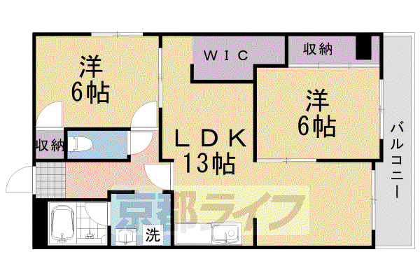 阪急電鉄京都線 桂駅 徒歩14分 6階建 築42年(2LDK/5階)の間取り写真
