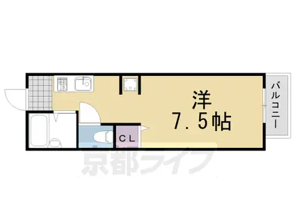阪急電鉄京都線 桂駅 徒歩10分 2階建 築30年(1K/1階)の間取り写真