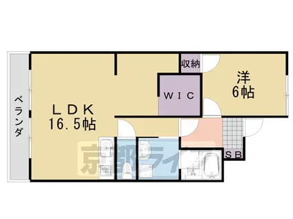 阪急電鉄京都線 桂駅 徒歩13分 5階建 築45年(1LDK/4階)の間取り写真