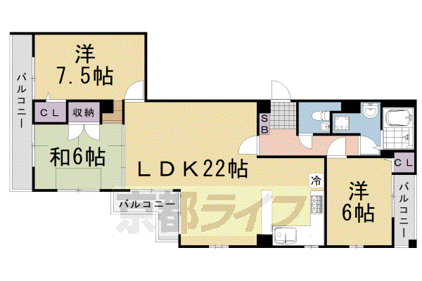 ジャルダンデ嵐山(3LDK/2階)の間取り写真