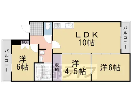 阪急電鉄京都線 桂駅 徒歩15分 4階建 築38年(3LDK/3階)の間取り写真