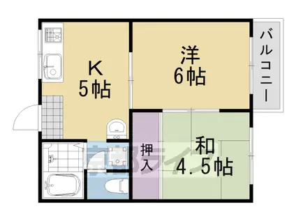 阪急電鉄京都線 桂駅 徒歩10分 2階建 築43年(2DK/1階)の間取り写真