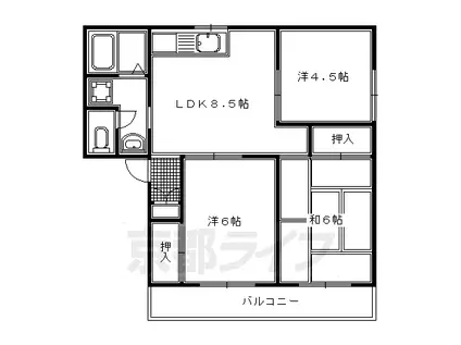 阪急電鉄京都線 桂駅 徒歩15分 2階建 築39年(3DK/1階)の間取り写真