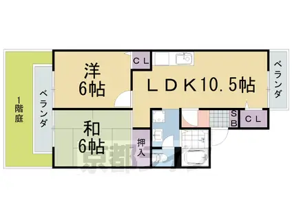 阪急電鉄嵐山線 上桂駅 徒歩13分 2階建 築33年(2LDK/1階)の間取り写真